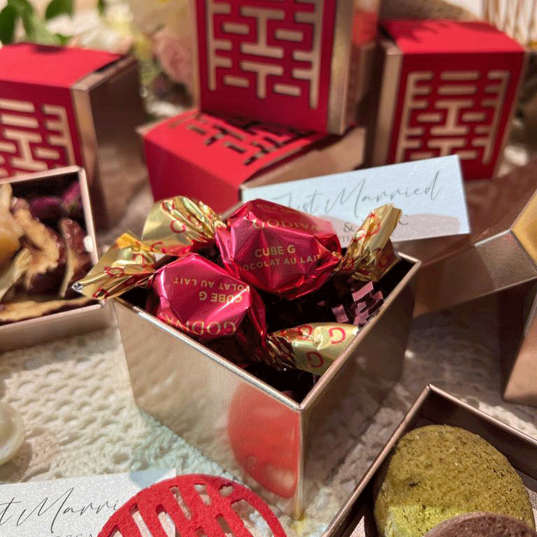 HEAVENLY DOUBLE HAPPINESS WEDDING FAVOUR-CHOCOLATE｜Godiva｜幸福天成中式回禮小禮物-朱古力｜Godiva