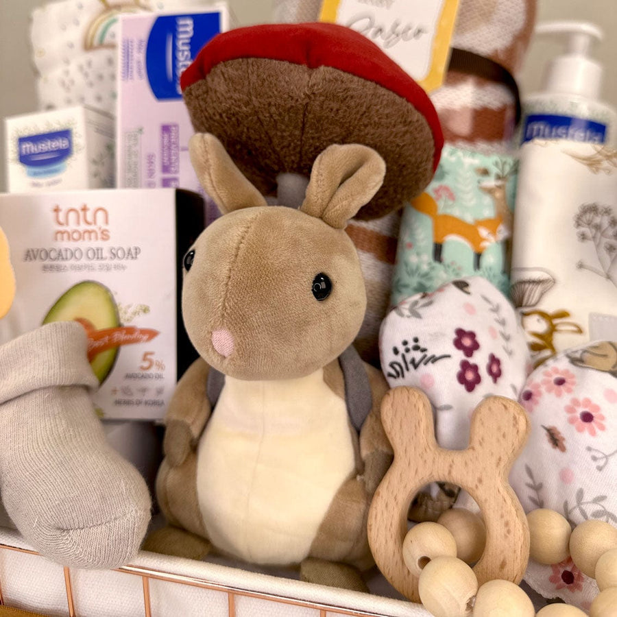 COSY BABY HAMPER｜Jellycat Fungi Forager Bunny｜舒適嬰兒禮籃｜Jellycat 採蘑菇小兔子