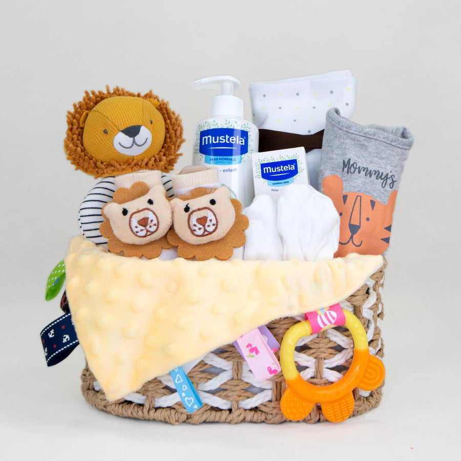 Baby Hamper | Little Lion | Mustela | baby blanket | baby bib | baby socks | Baby Mitten