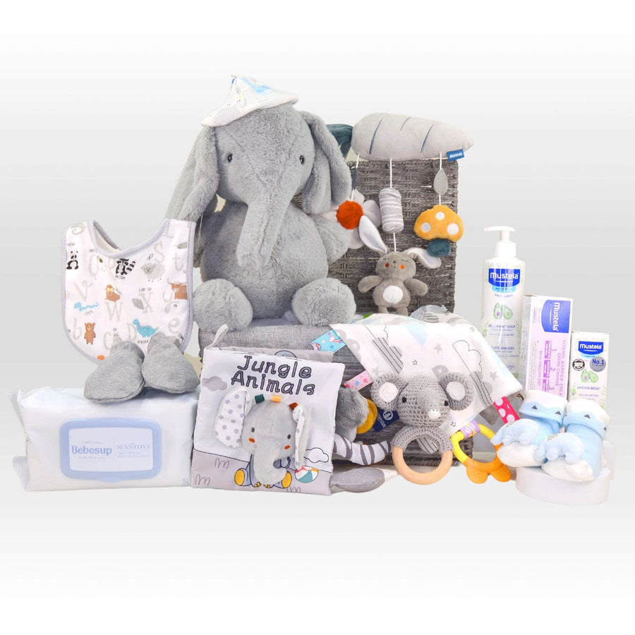 CLASSIC BABY HAMPER｜Plush Toy｜Baby socks｜Baby Bibs｜Security Blanket｜Baby Wipes｜Barrier Cream｜Cleansing Gel｜經典BB禮籃｜毛絨公仔｜嬰兒造型襪｜口水肩｜嬰兒按撫巾｜嬰兒濕巾｜護膚膏｜髮膚沐浴啫喱