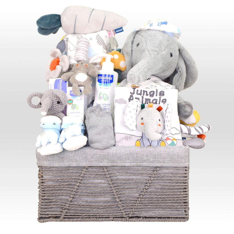 CLASSIC BABY HAMPER｜Facial Cream｜Baby Mitten｜Fabric Book｜Rectangle Woven Storage Box｜Complimentary Message Card｜經典BB禮籃｜水份潤面霜｜嬰兒手套｜布書｜裝飾插牌｜草繩編織籃｜免費心意卡