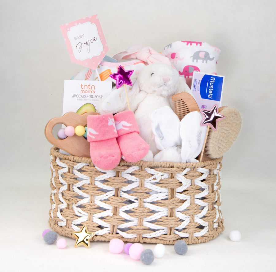 Baby Hamper | Gift | Jellycat | Bunny | Mustela| Baby Girl headband | Baby socks | Teether | Baby Blanket