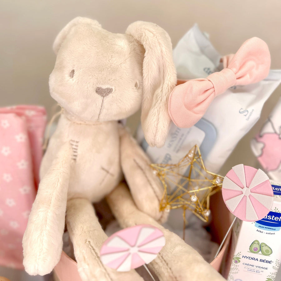 HELLO CUTIE BABY HAMPER｜Baby Plush Toy｜Infant Wrap｜Girl Headband｜Hello小可愛BB禮籃｜嬰兒毛絨公仔｜嬰兒紗巾｜頭帶