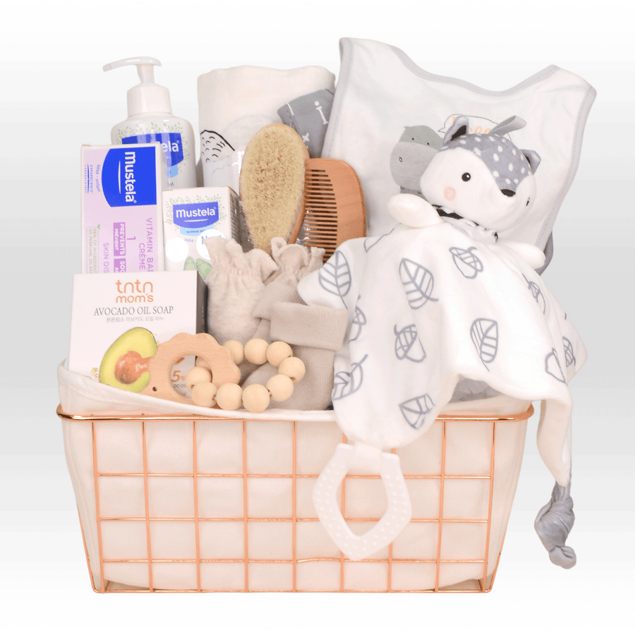 Baby Hamper | Mustela | Baby Gift set | 嬰兒禮籃 | Baby Rattle | BB手搖鈴 | Teether | BB牙膠 | Hair Brush set