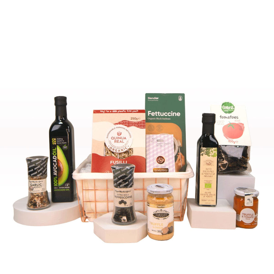 ALL ABOUT DELICIOUSNESS HAMPER | Organic Pasta | Avocada Oil | Organic Tomato Sauce | Truffe & Parmigiano Cheese Pasta Sauce | 極緻美味禮籃 | 有機意粉 | 牛油果油 |  有機蔬菜番茄醬 | 松露帕瑪森芝士意粉醬