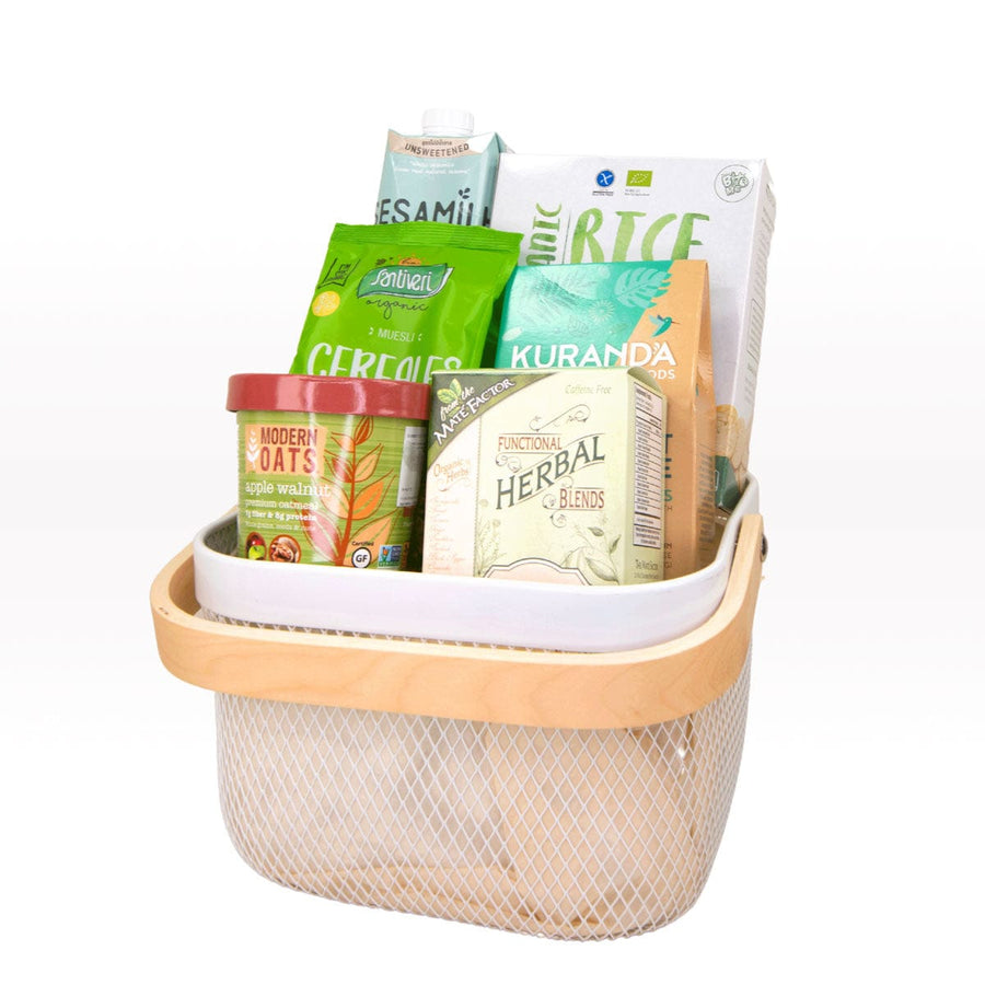 EPICUREAN TREATS HAMPER｜Organic｜Rice Bites｜White Sesame Milk｜Cereals Muesli with Raisins｜breadsticks｜Energy Bars｜Green Tea｜美食佳餚禮籃｜有機｜米片｜白芝麻奶｜葡萄乾穀物麥片｜麵包棒｜能量棒｜綠荼