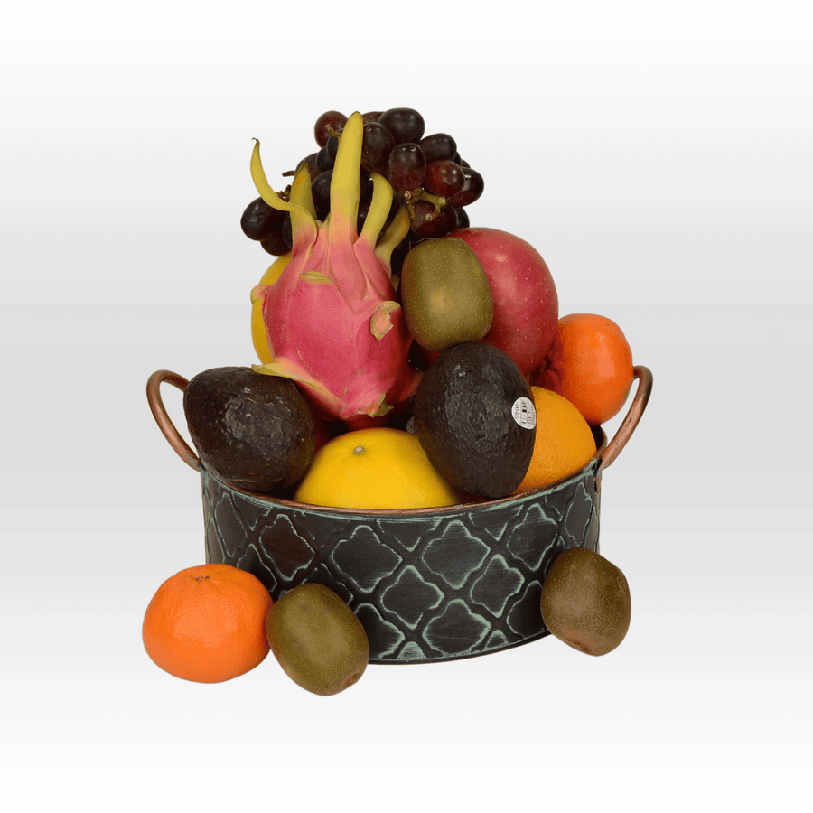 A VWOWGIFTS VITAMIN FRUIT BASKET filled with fruit.