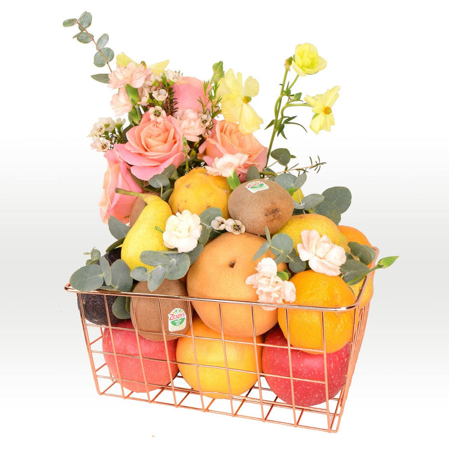 FRUIT & FLORAL DELIGHT CHOCOLATE HAMPER｜freshly imported fruits｜Freshest Mini Flower Bouquet｜Godiva｜花漾果香朱古力禮籃｜新鮮進口水果｜時令迷你花束｜