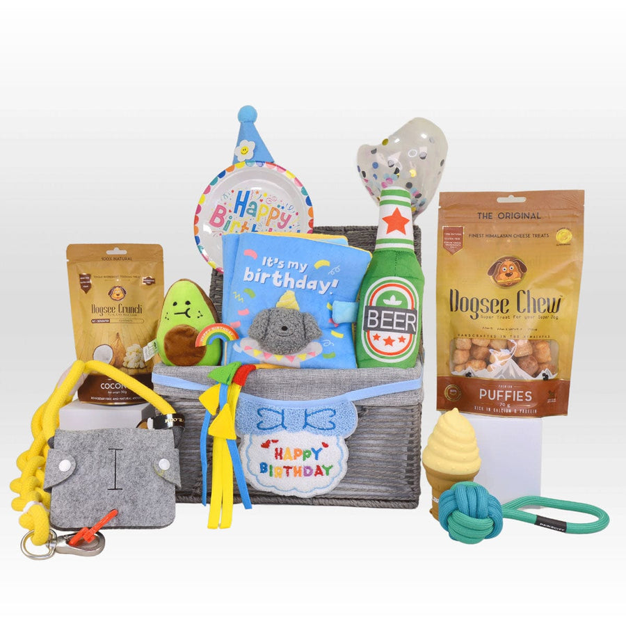 A PET BIRTHDAY CELEBRATION HAMPER｜DOGSEE CHEW PUFFIES｜PET SNACKS｜PET TOYS｜TOY BEER｜DOG LEASH｜寵物生日慶典禮籃｜喜瑪拉雅犛牛天然芝士爆谷｜寵物零食｜寵物玩具｜玩具啤酒｜狗狗牽引繩