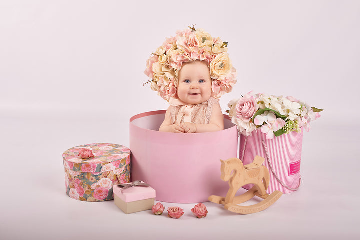 SWEET FUNNY BABY | Baby Portrait with Flowers | Flowers in basket | Gift Box Flowers