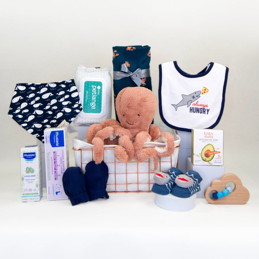 Jellycat Octopus | Baby Hamper | Baby Gift | Mustela | Baby Oil soap