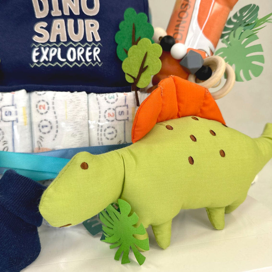 VWOWGIFTS Dinosaur Diaper Cake baby shower gift basket.