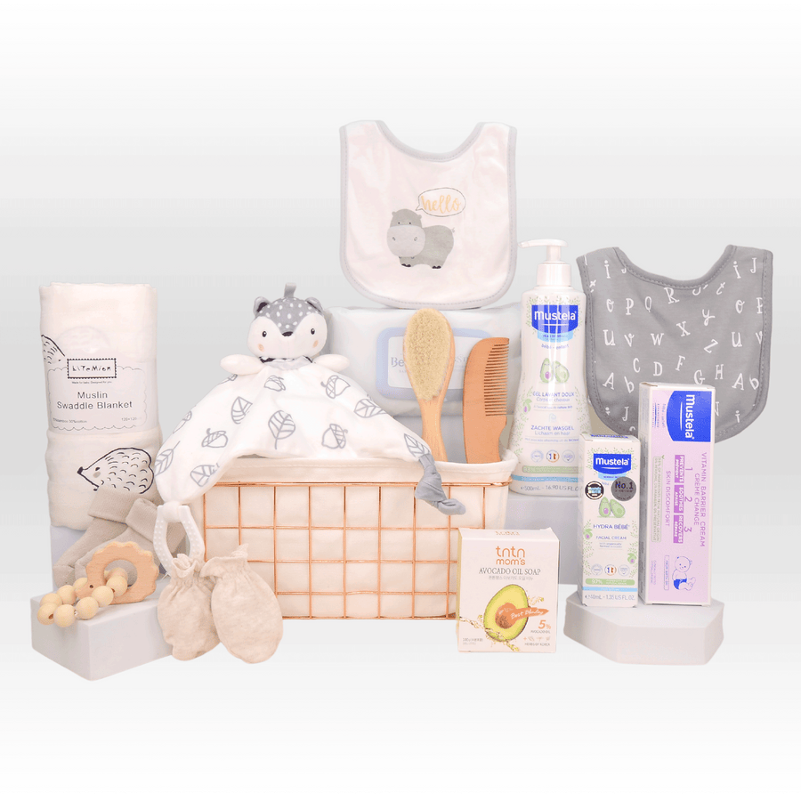 Baby Hamper | Mustela | Baby Gift set | 嬰兒禮籃 | Baby Rattle | BB手搖鈴 | Teether | BB牙膠
