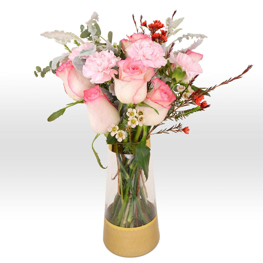 Pink Blossom Vase Bouquet by VWOWGIFTS.